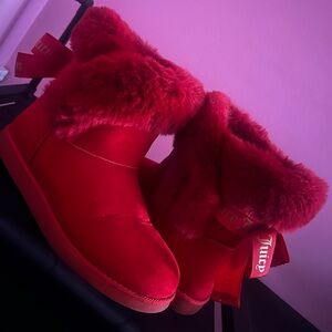 Juicy Couture Vibrant Red Fur Boots